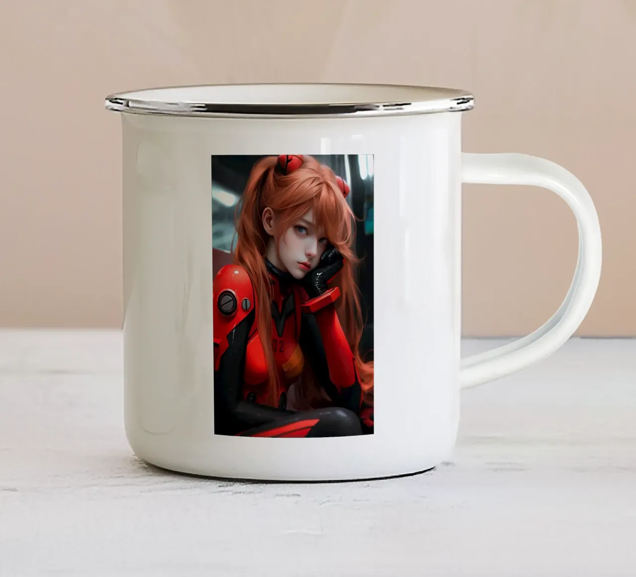 Asuka Langley Soryu Neon Genesis Evangelion tazza in smalto da Stellar Creative