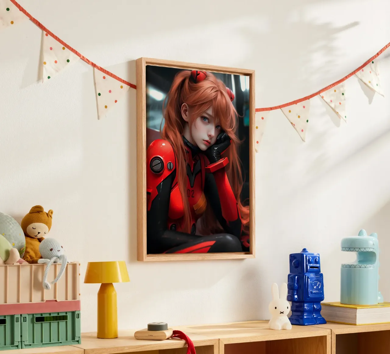 Asuka Langley Soryu Neon Genesis Evangelion canvas with Floater frame by Stellar Creative