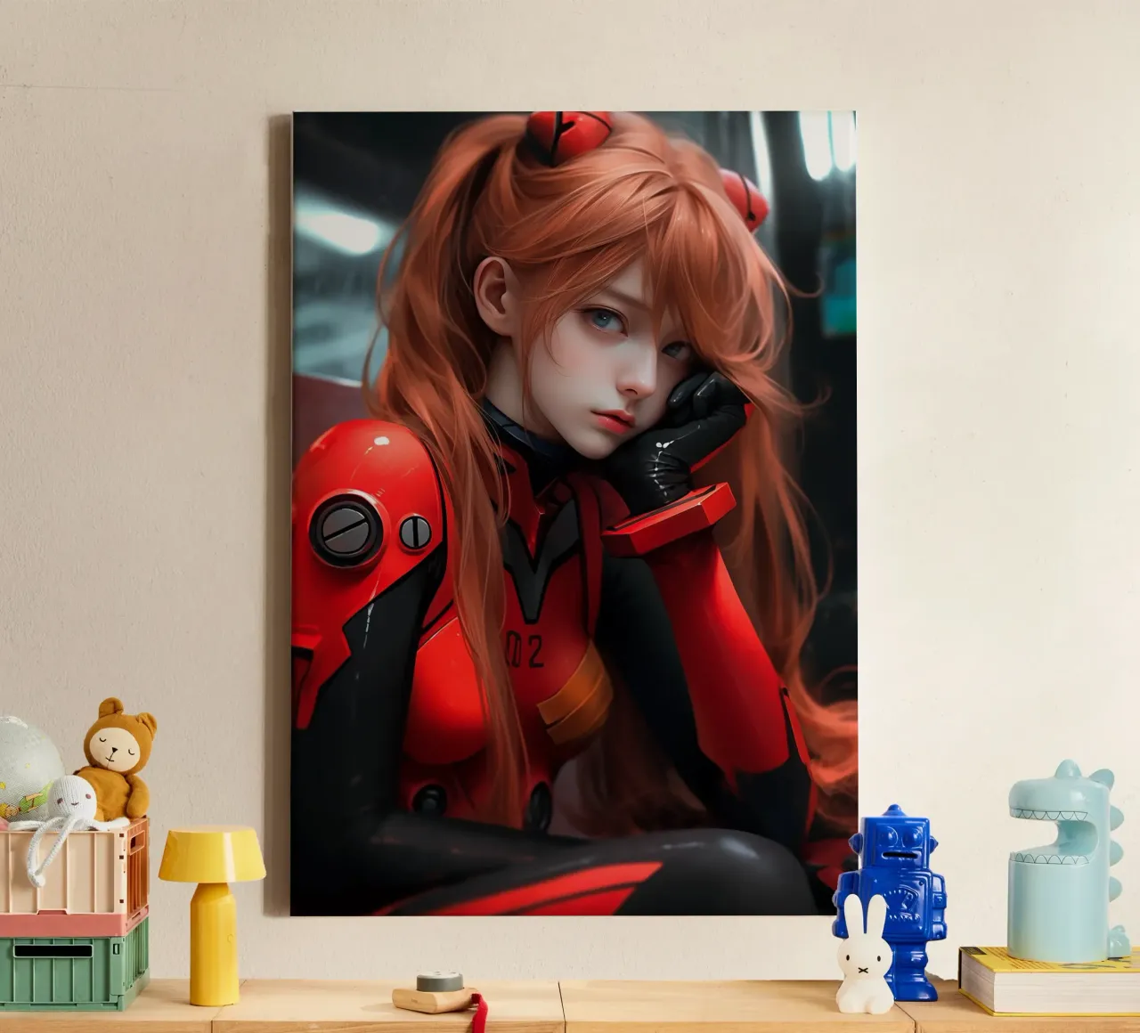 Asuka Langley Soryu Neon Genesis Evangelion canvas with Floater frame by Stellar Creative
