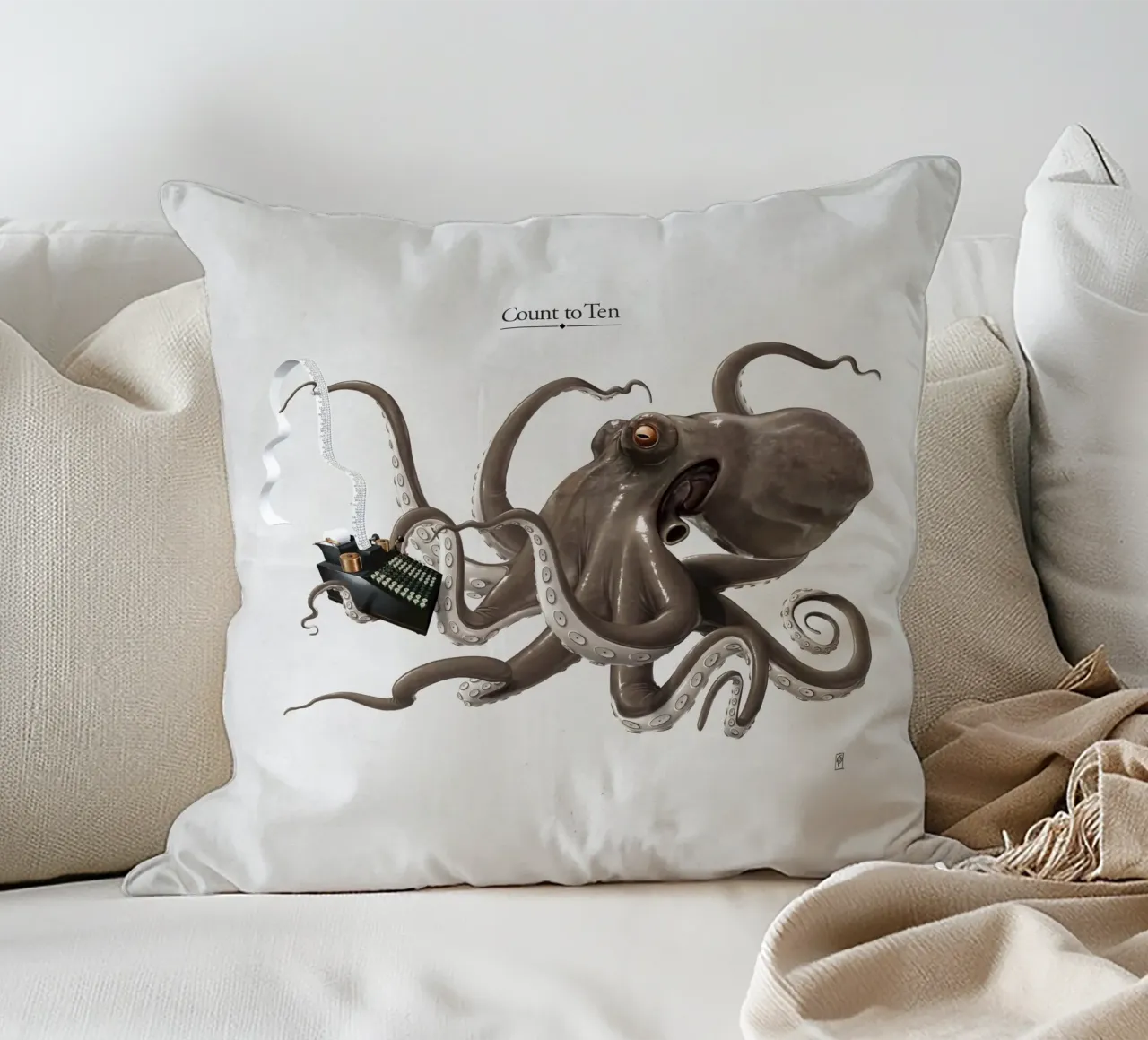 Count to ten (Titled) cuscino da Rob Art | Illustration