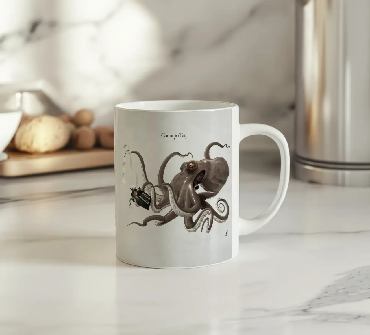 Count to ten (Titled) tazza in ceramica da Rob Art | Illustration