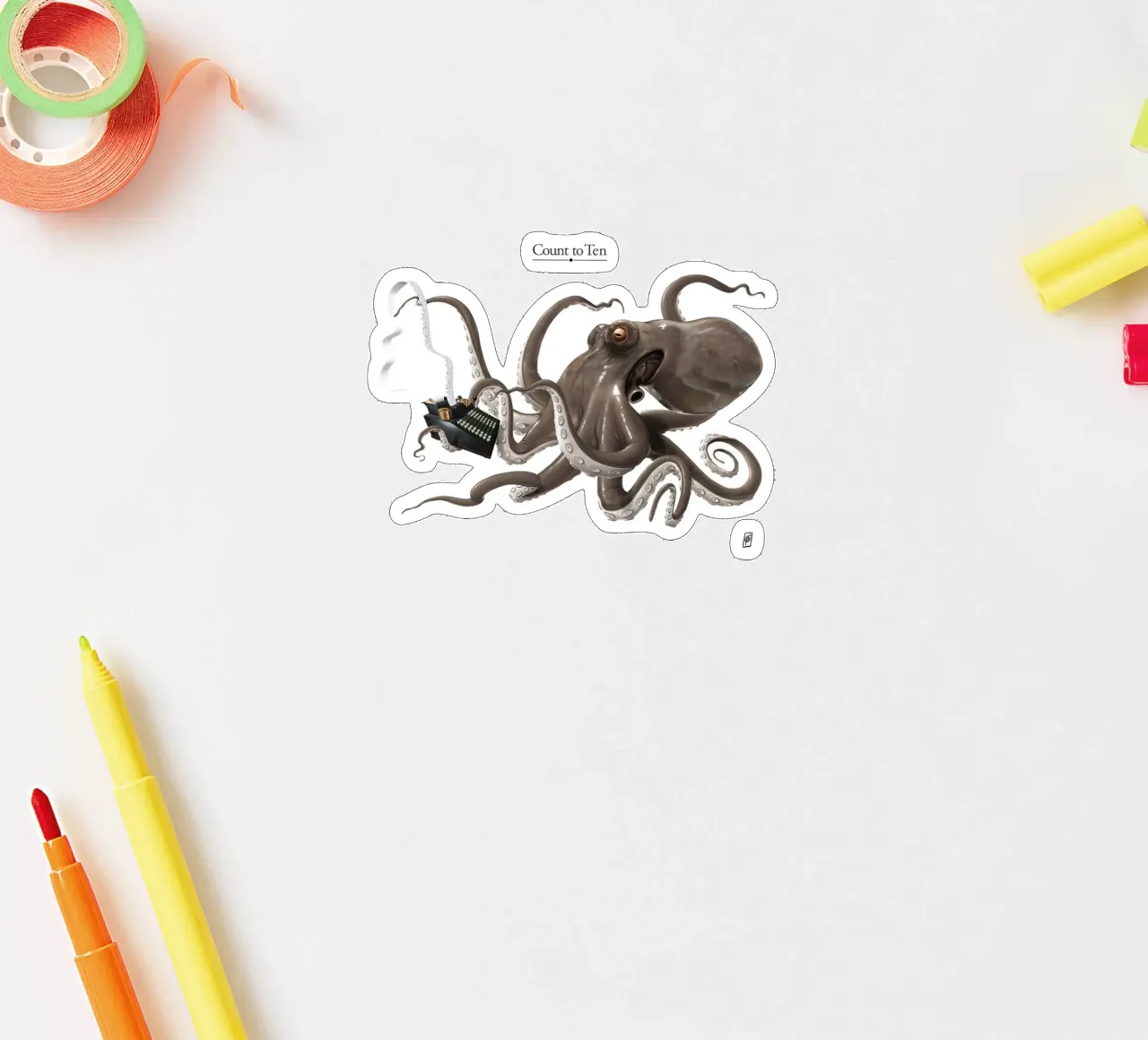 Count to ten (Titled) adesivo da Rob Art | Illustration