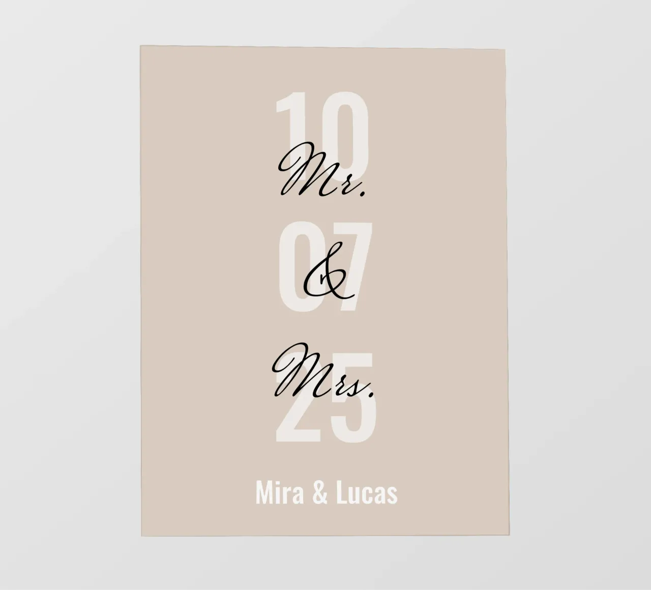 Immagine di matrimonio "Mr&Mrs" personalizzata con nome e data telo in pvc da Liebesbeweise