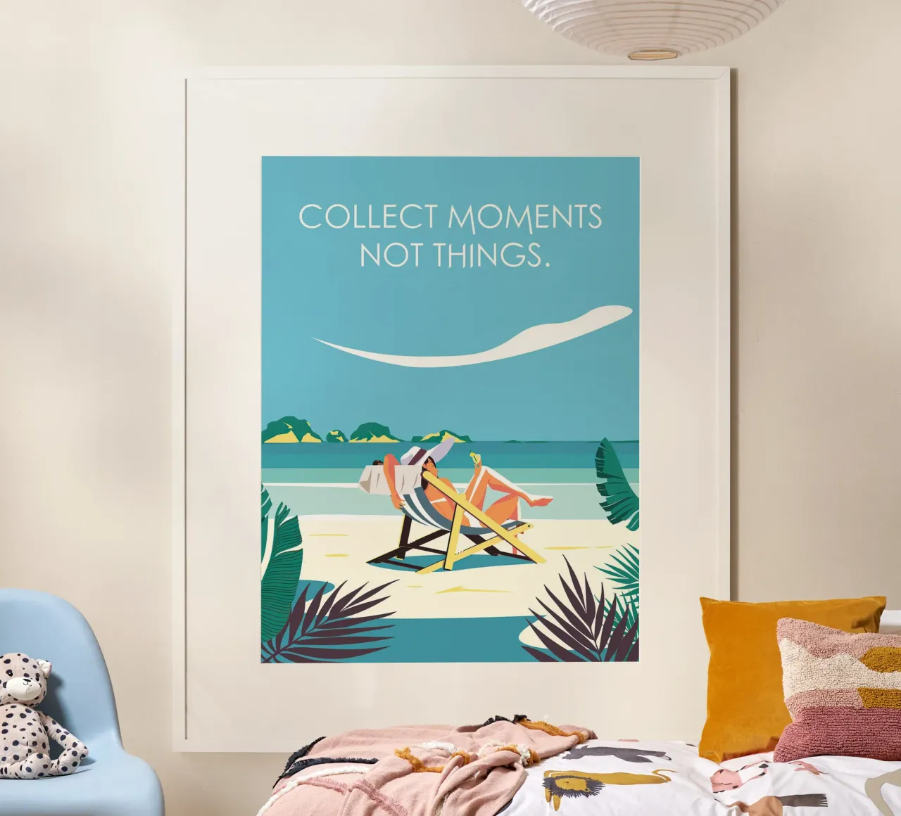 Collect Moments Not Things poster con telaio in alluminio da Wendy Wharton