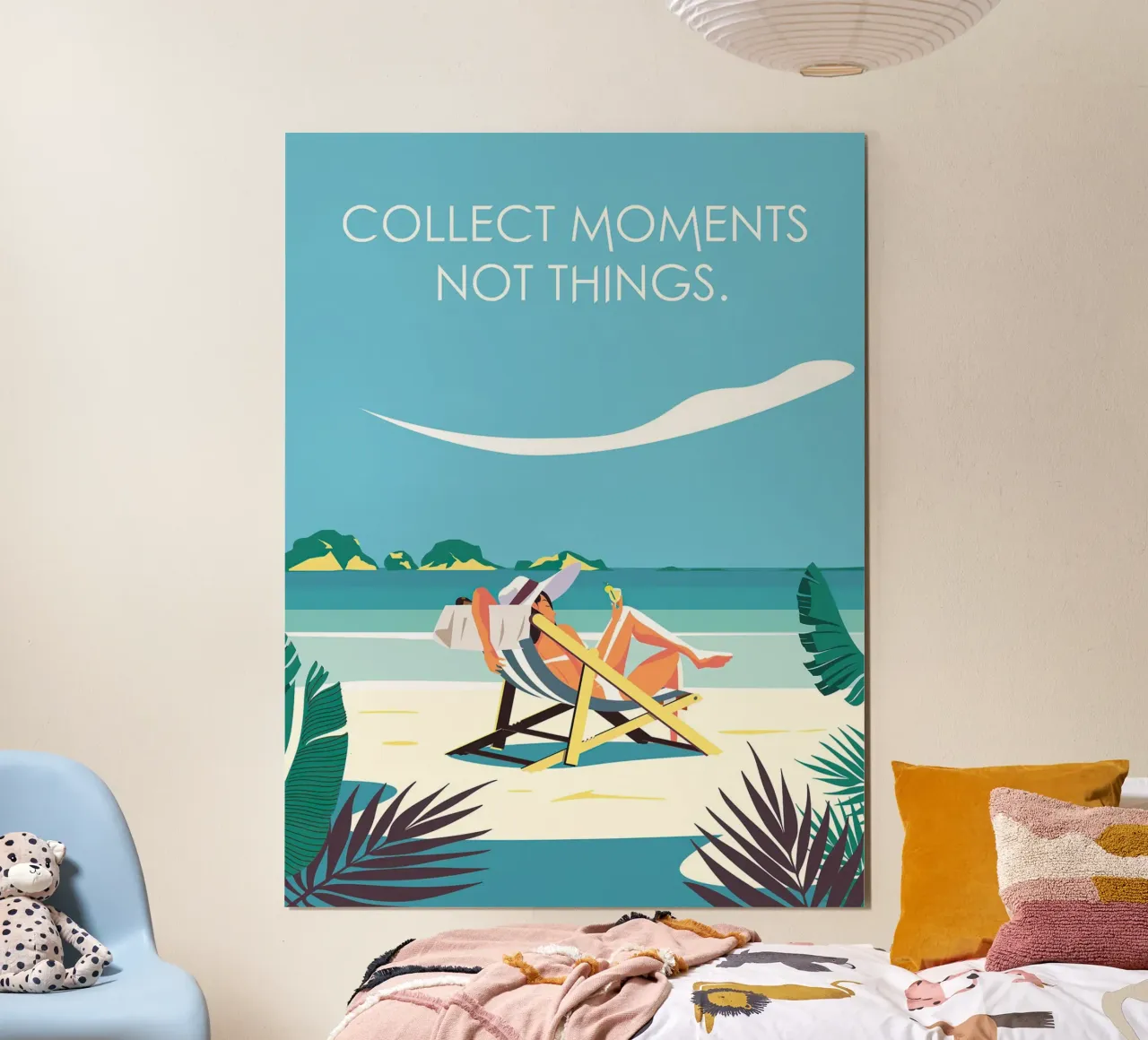 Collect Moments Not Things poster con telaio in alluminio da Wendy Wharton