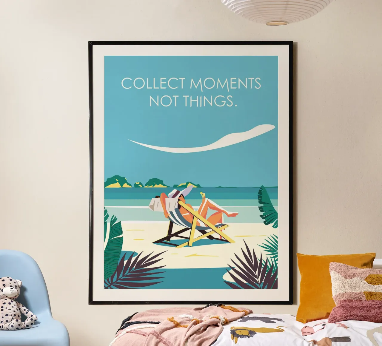 Collect Moments Not Things poster con telaio in alluminio da Wendy Wharton
