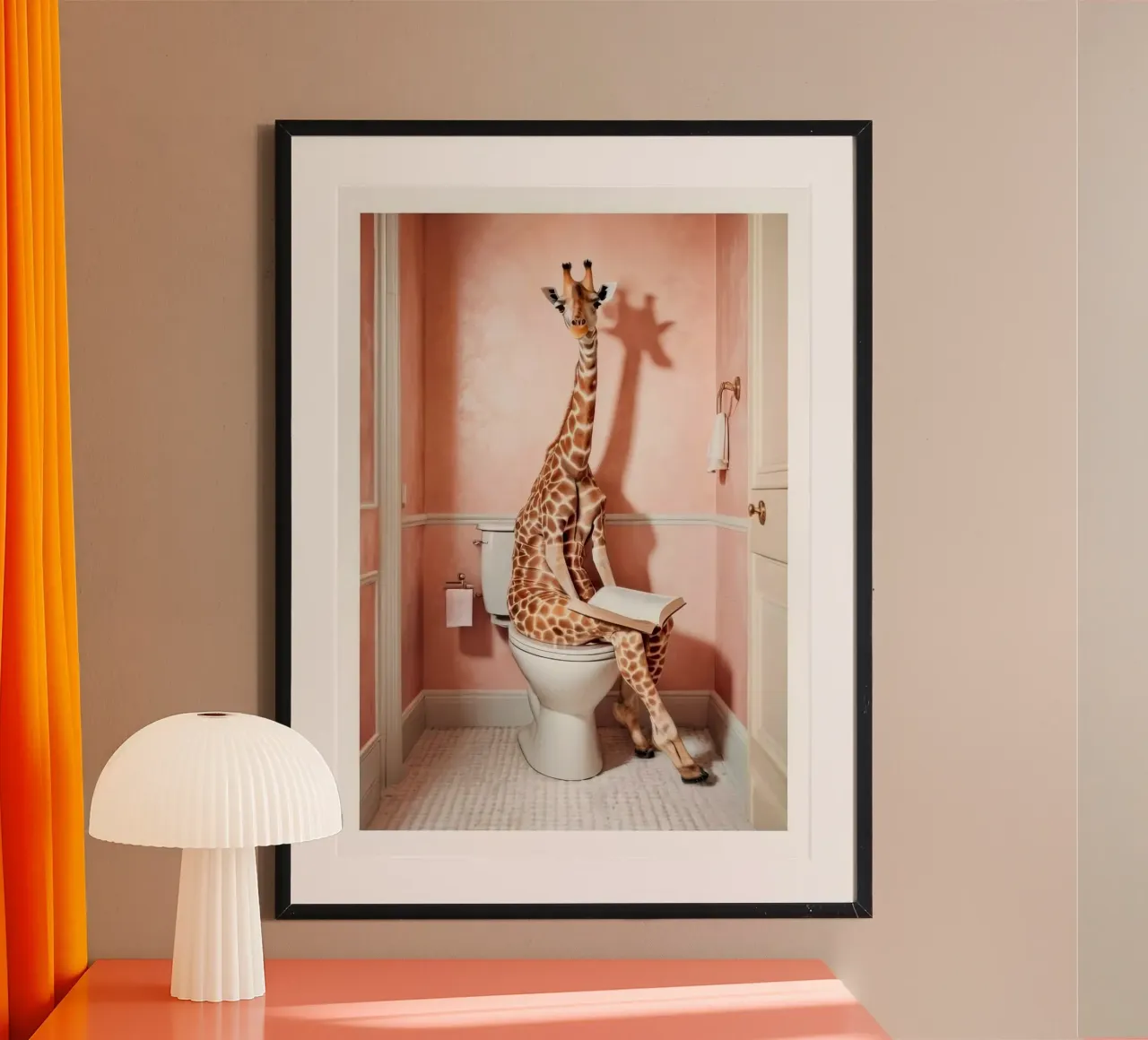 animal read book on toilet poster da firmana
