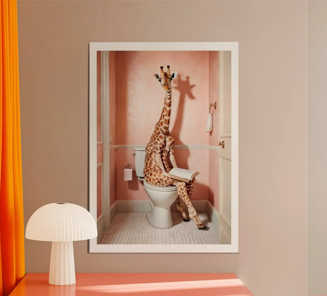 animal read book on toilet poster da firmana