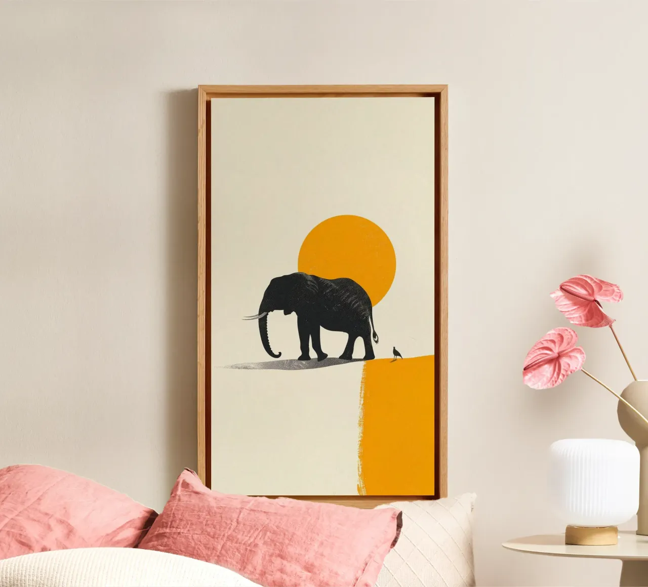 elephant in yellow tela con Cornice a cassetta da chaodays