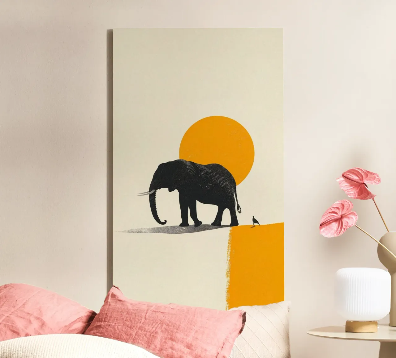 elephant in yellow tela con Cornice a cassetta da chaodays