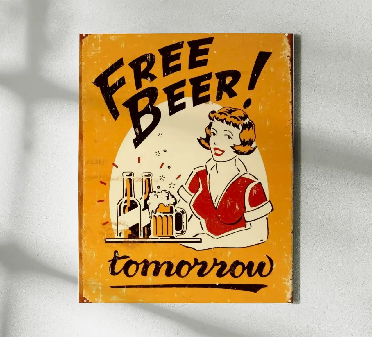 free beer tomorrow canvas with Floater frame by firmana