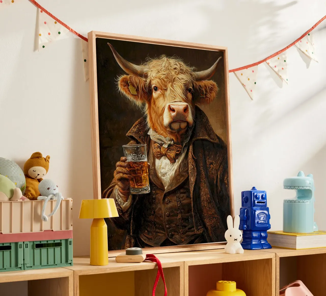 cow with beer Leinwand mit Schattenfugenrahmen von chaodays