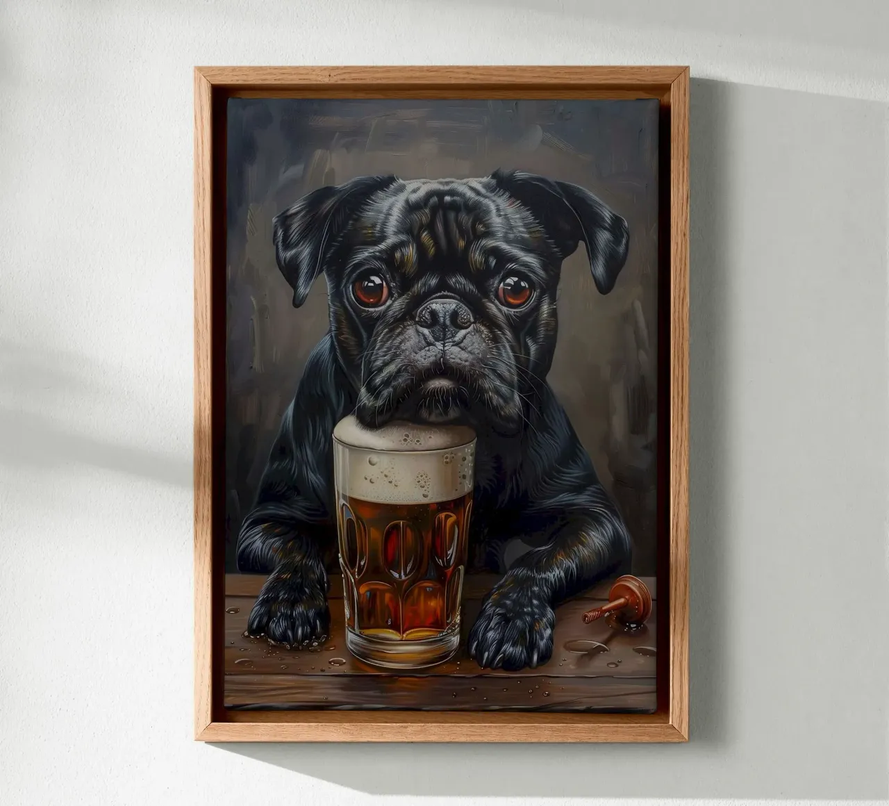 cat and beer canvas with Floater frame by chaodays