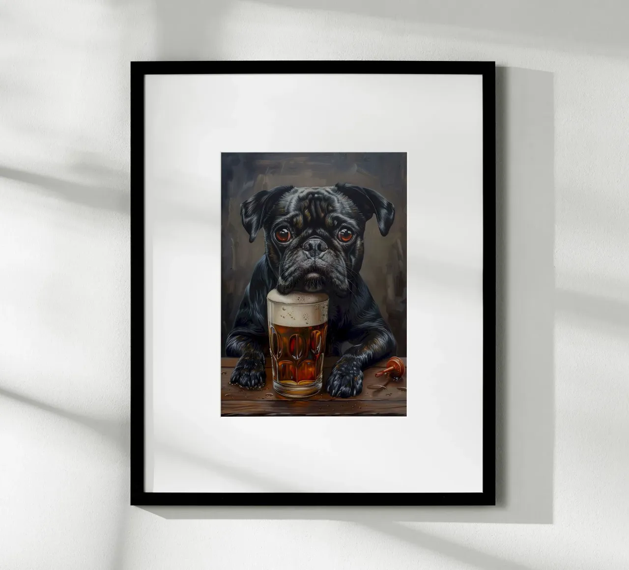 cat and beer poster con telaio in legno da chaodays