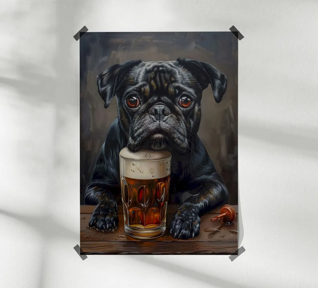cat and beer poster con telaio in legno da chaodays