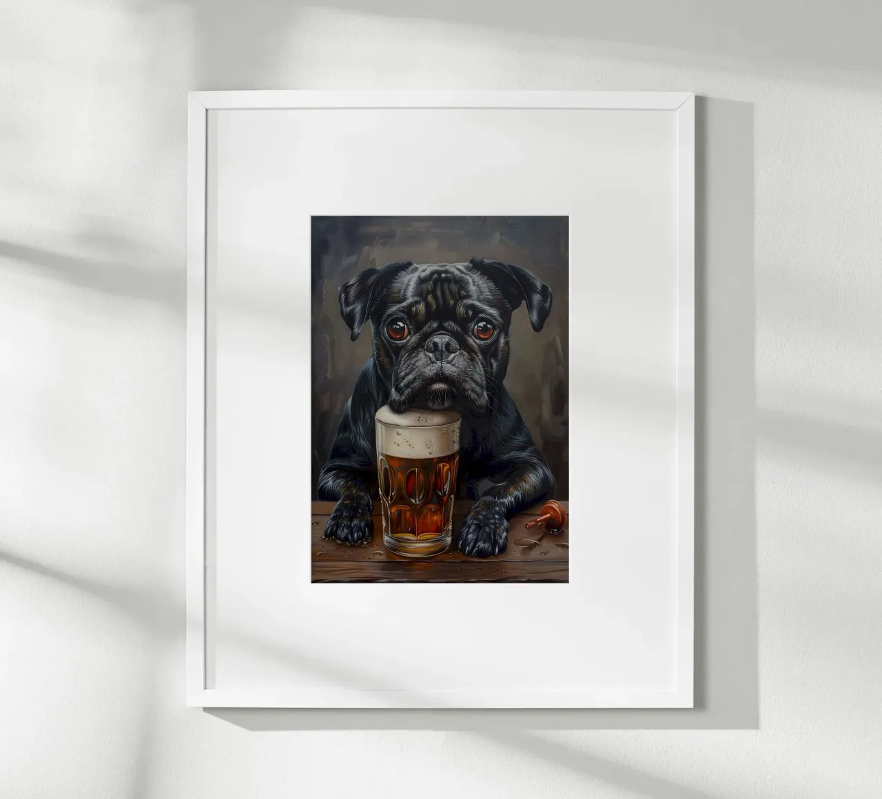 cat and beer poster con telaio in legno da chaodays