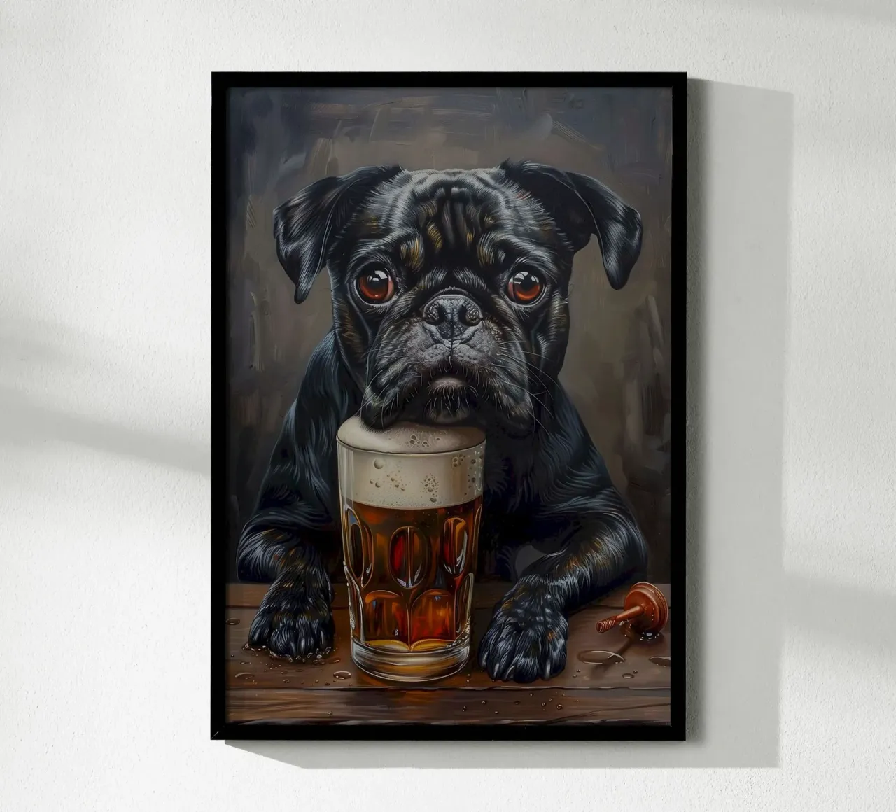 cat and beer poster con telaio in legno da chaodays