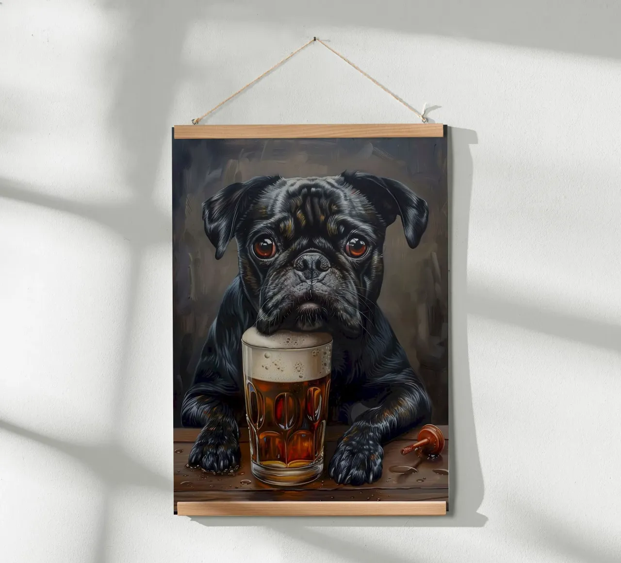 cat and beer poster con telaio in legno da chaodays
