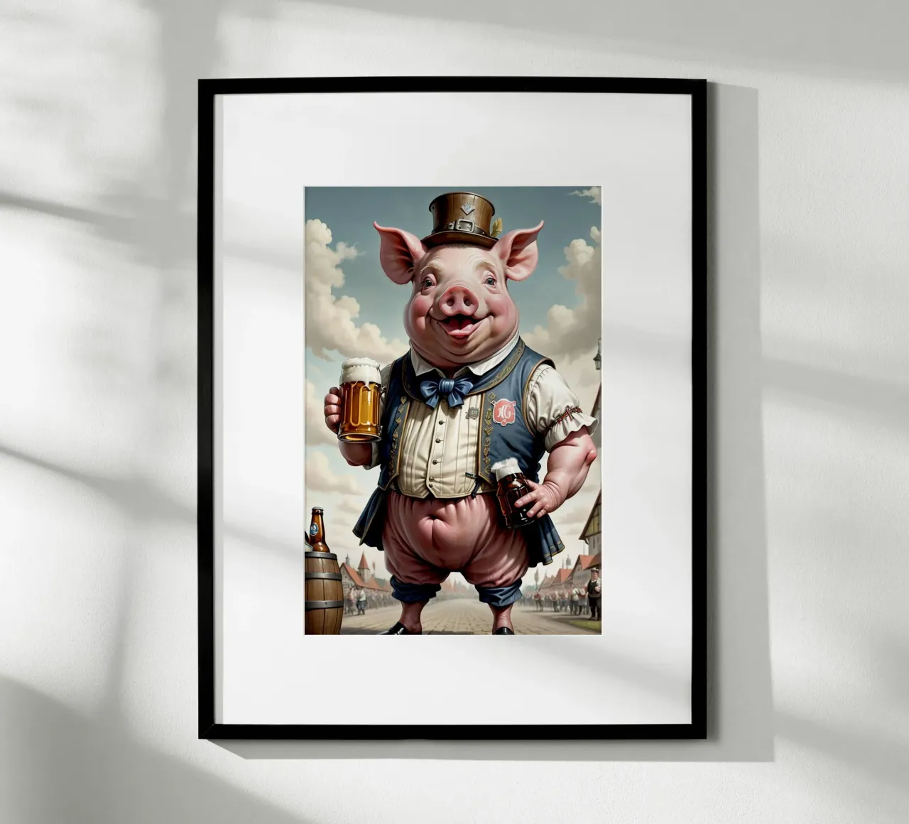 pig and beer poster con telaio in alluminio da chaodays
