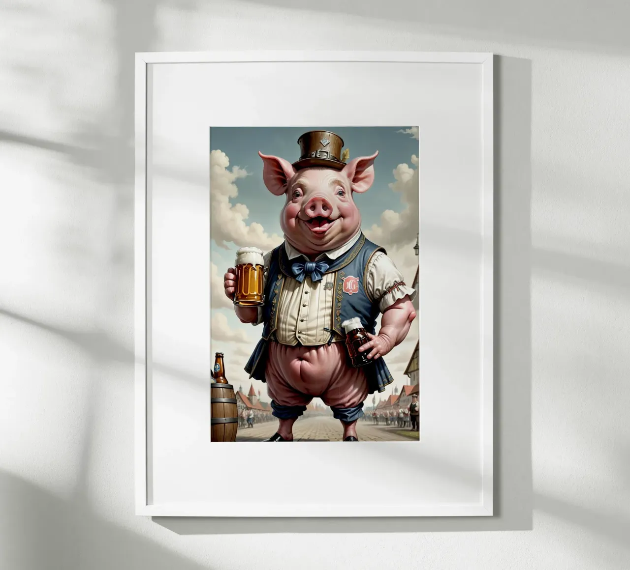pig and beer poster con telaio in alluminio da chaodays
