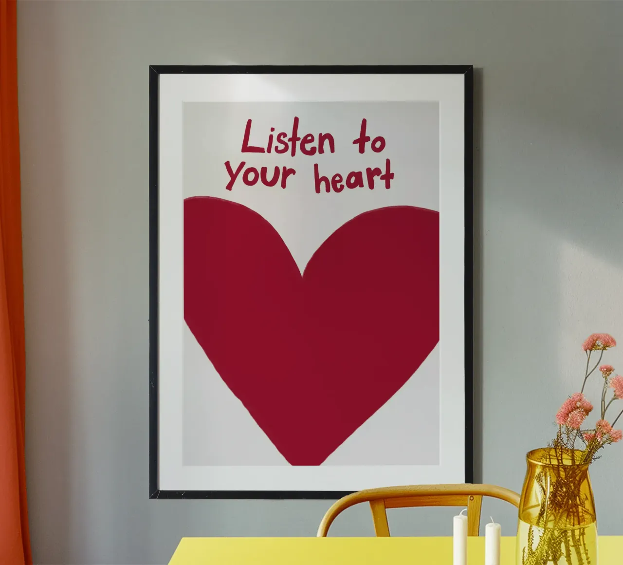 Ascoltate il vostro cuore poster con telaio in legno da Athene Fritsch