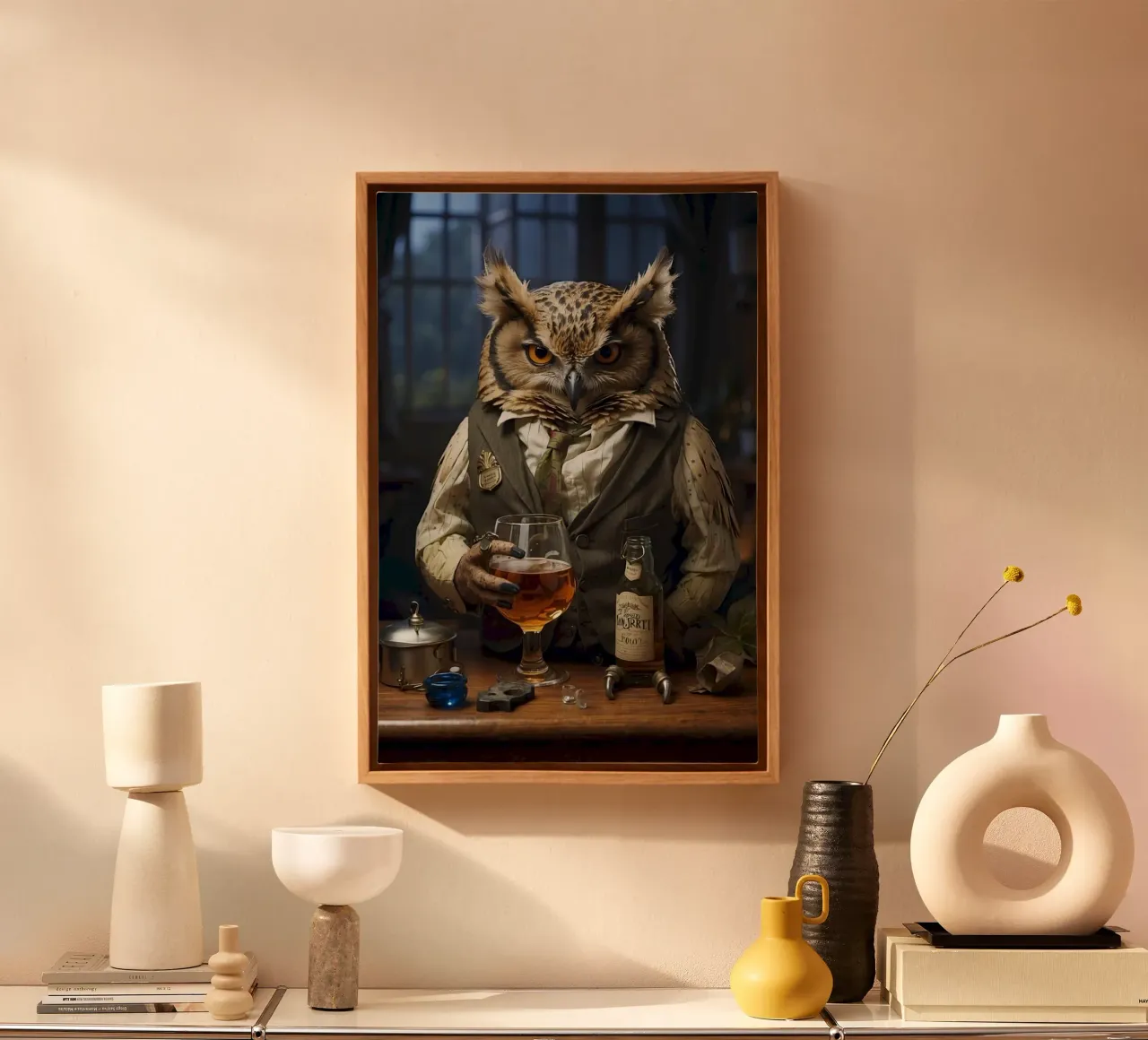 elegant owl canvas met Baklijst van firmana