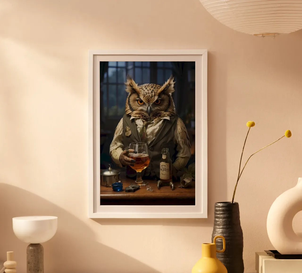 elegant owl poster con telaio in plastica da firmana