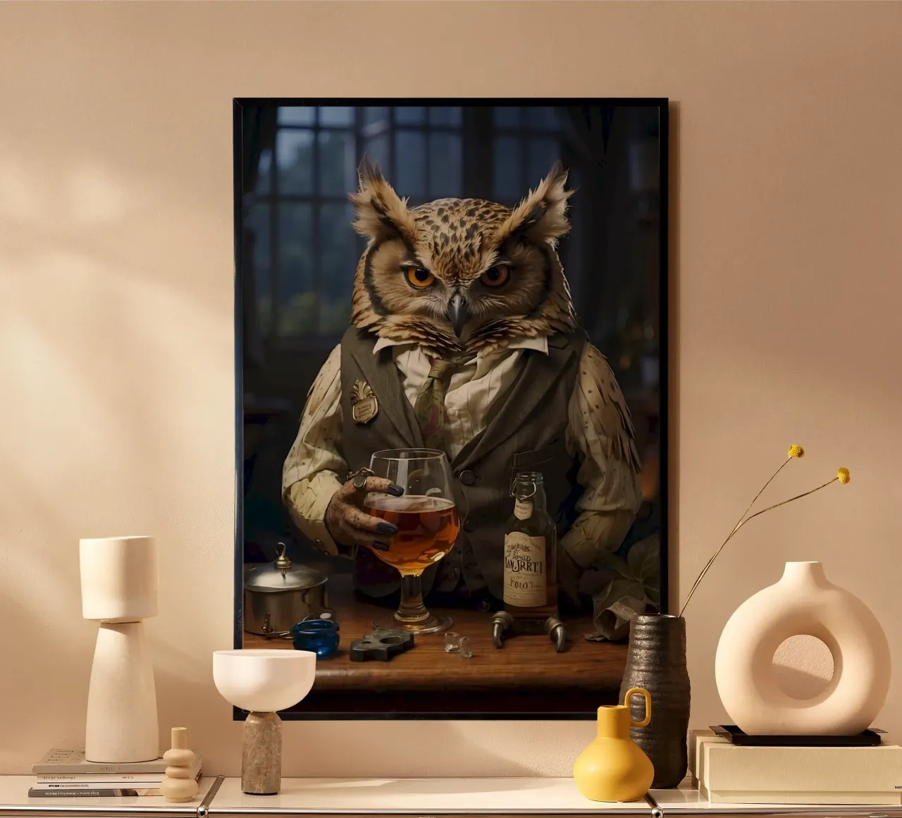 elegant owl poster con telaio in plastica da firmana