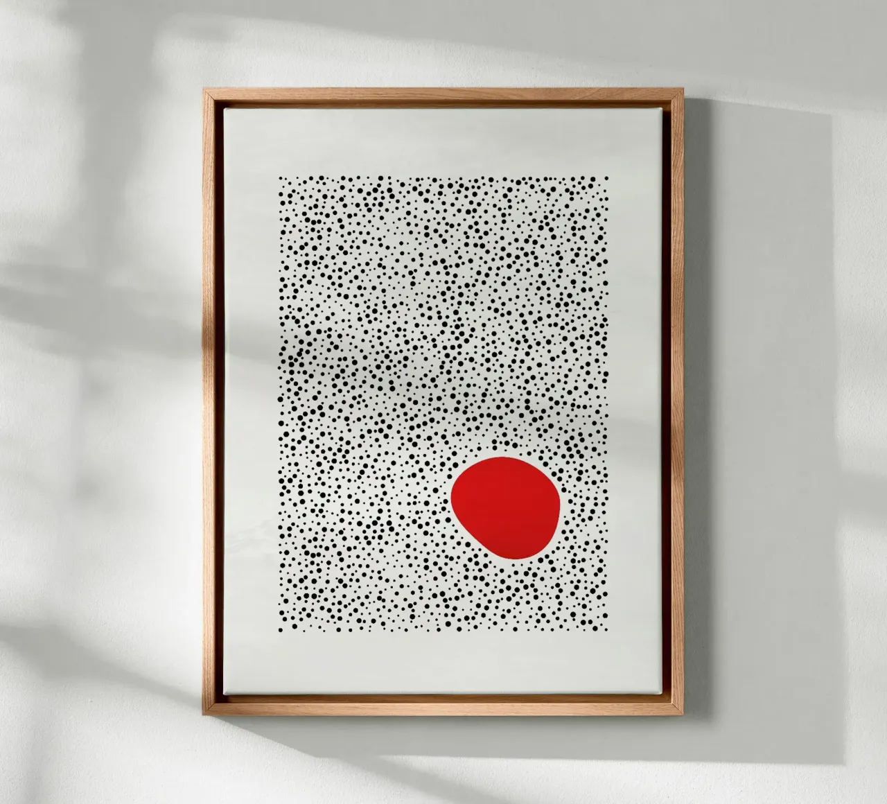 dot and red shape Leinwand mit Schattenfugenrahmen von riverbel
