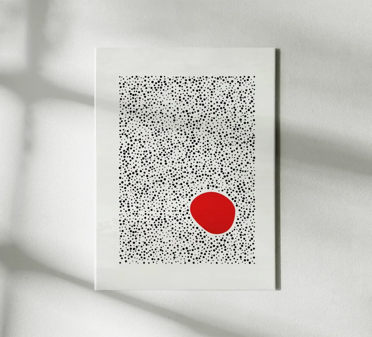 dot and red shape Leinwand mit Schattenfugenrahmen von riverbel