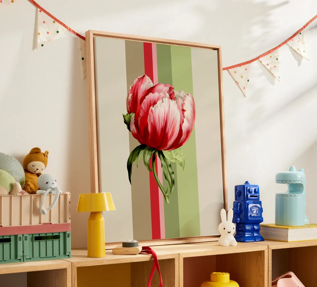 Belle Botanica 4 Tulpe tela con Cornice a cassetta da superprint