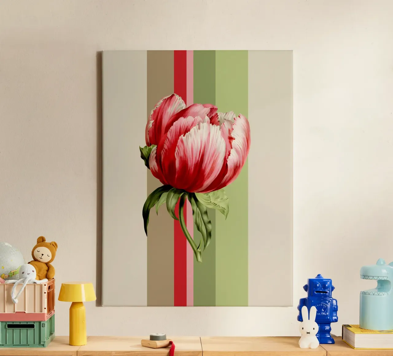 Belle Botanica 4 Tulpe tela con Cornice a cassetta da superprint