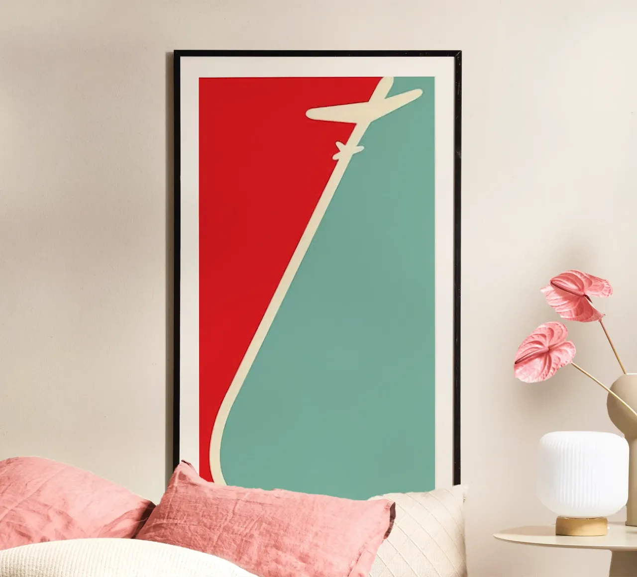 balance and plane shadow poster con telaio in plastica da riverbel