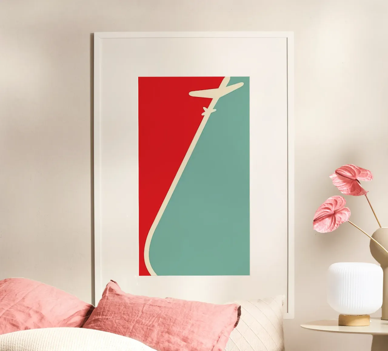 balance and plane shadow poster con telaio in plastica da riverbel