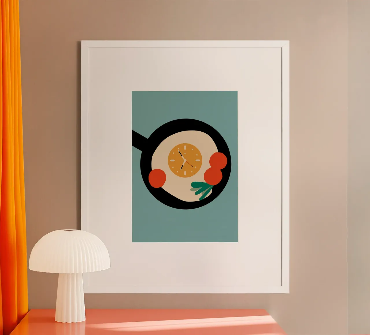 clock pan poster con telaio in legno da throme
