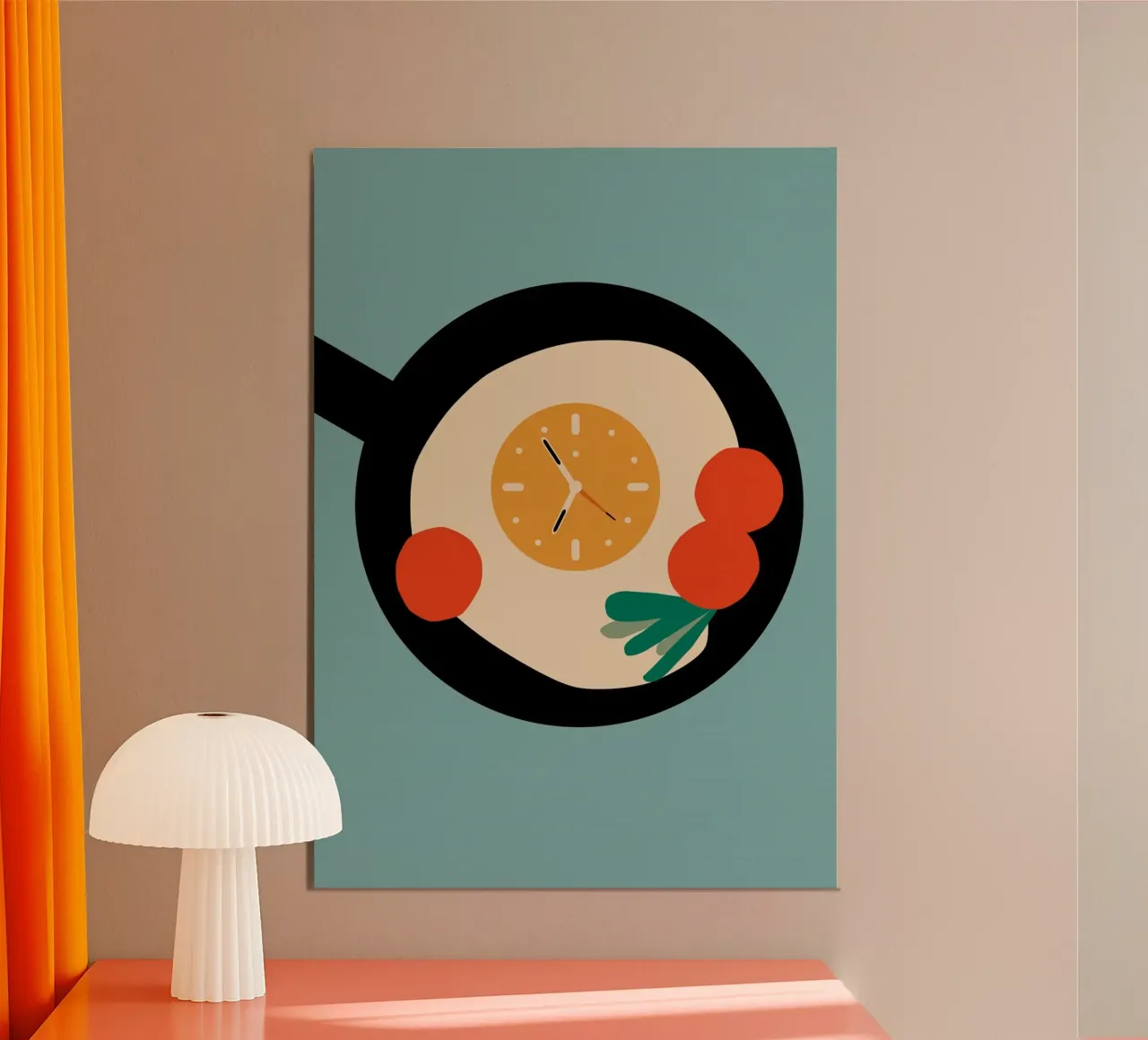 clock pan poster con telaio in legno da throme