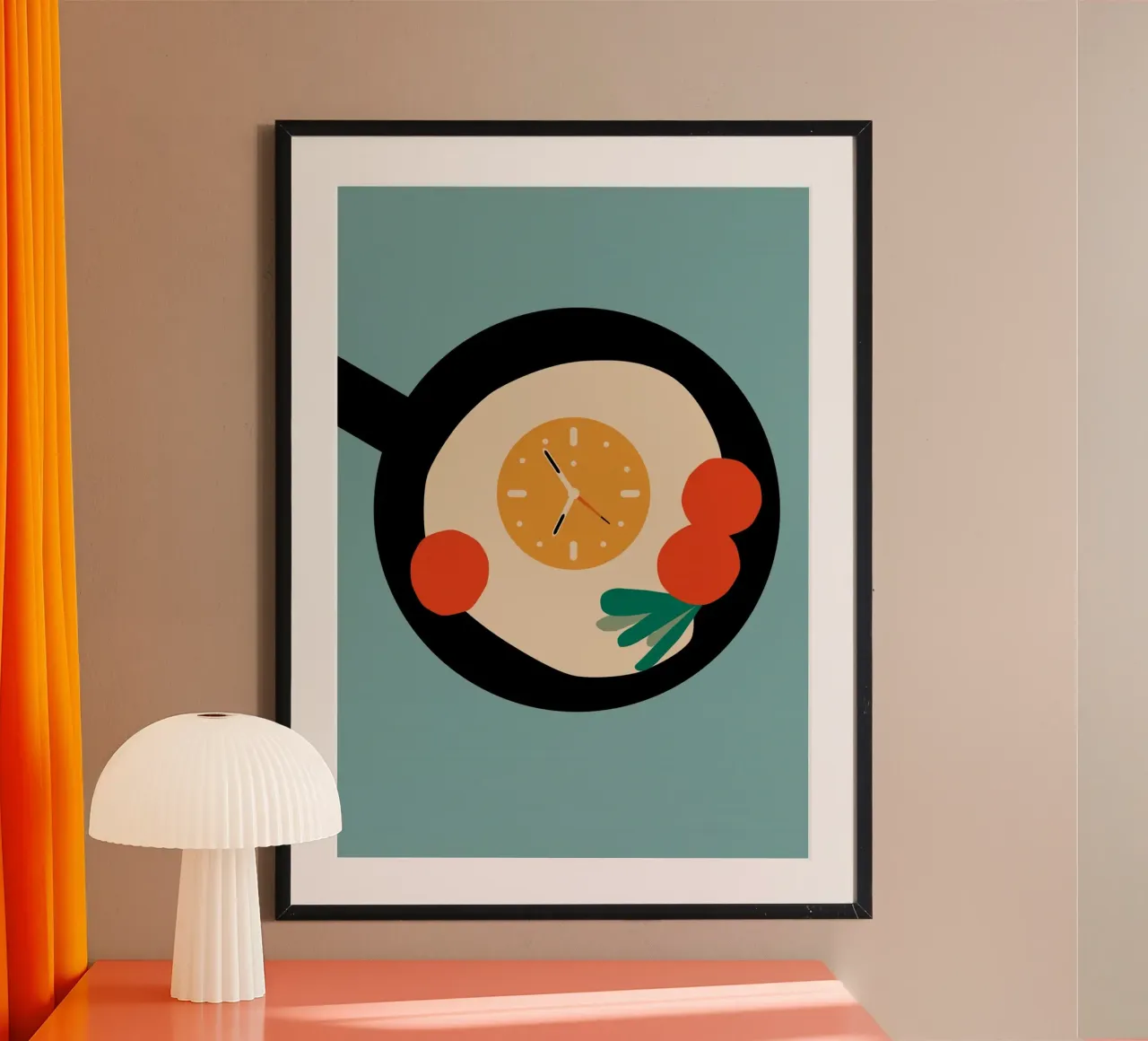 clock pan poster con telaio in legno da throme