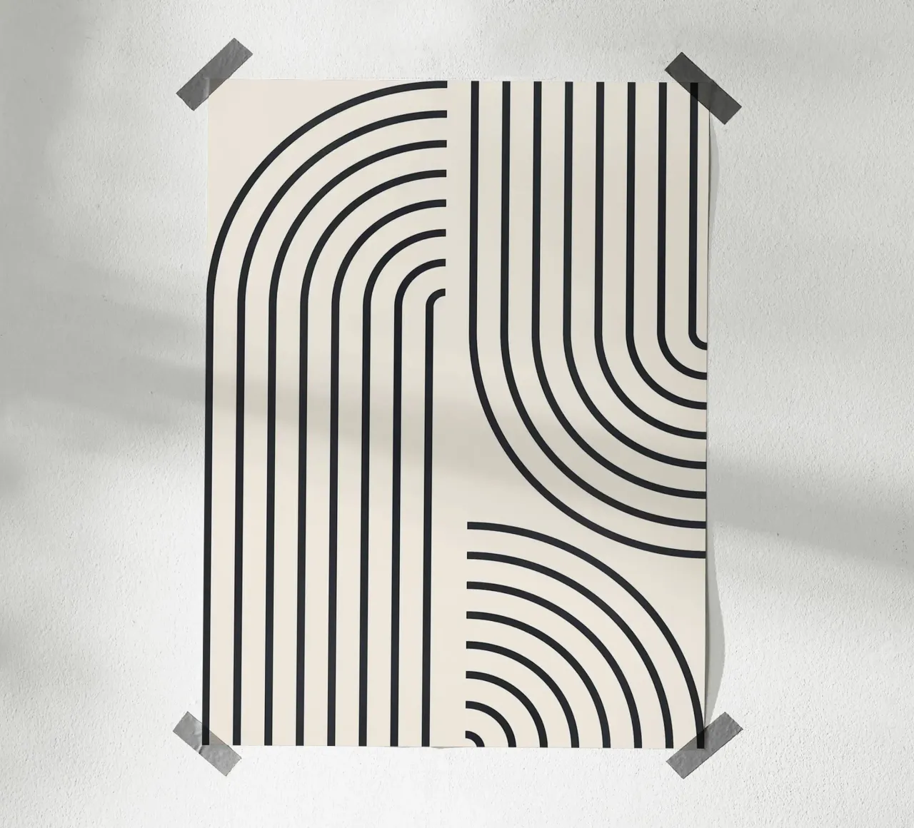 Linee d'arte poster con telaio in legno da Sabine Klein