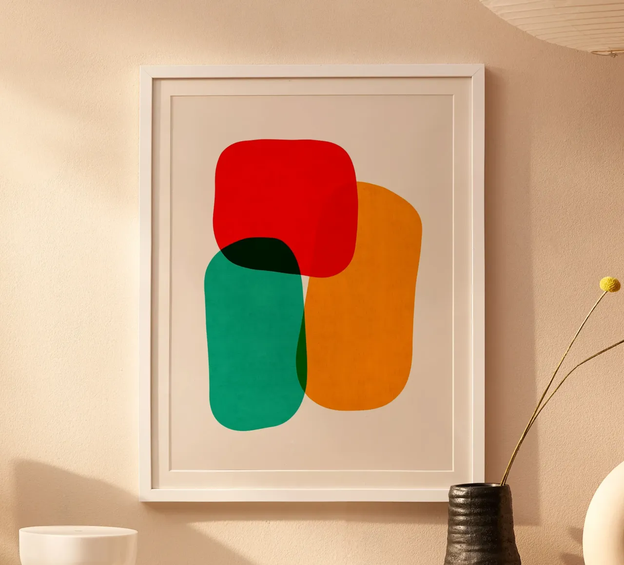 Forme colorate poster con telaio in legno da Sabine Klein