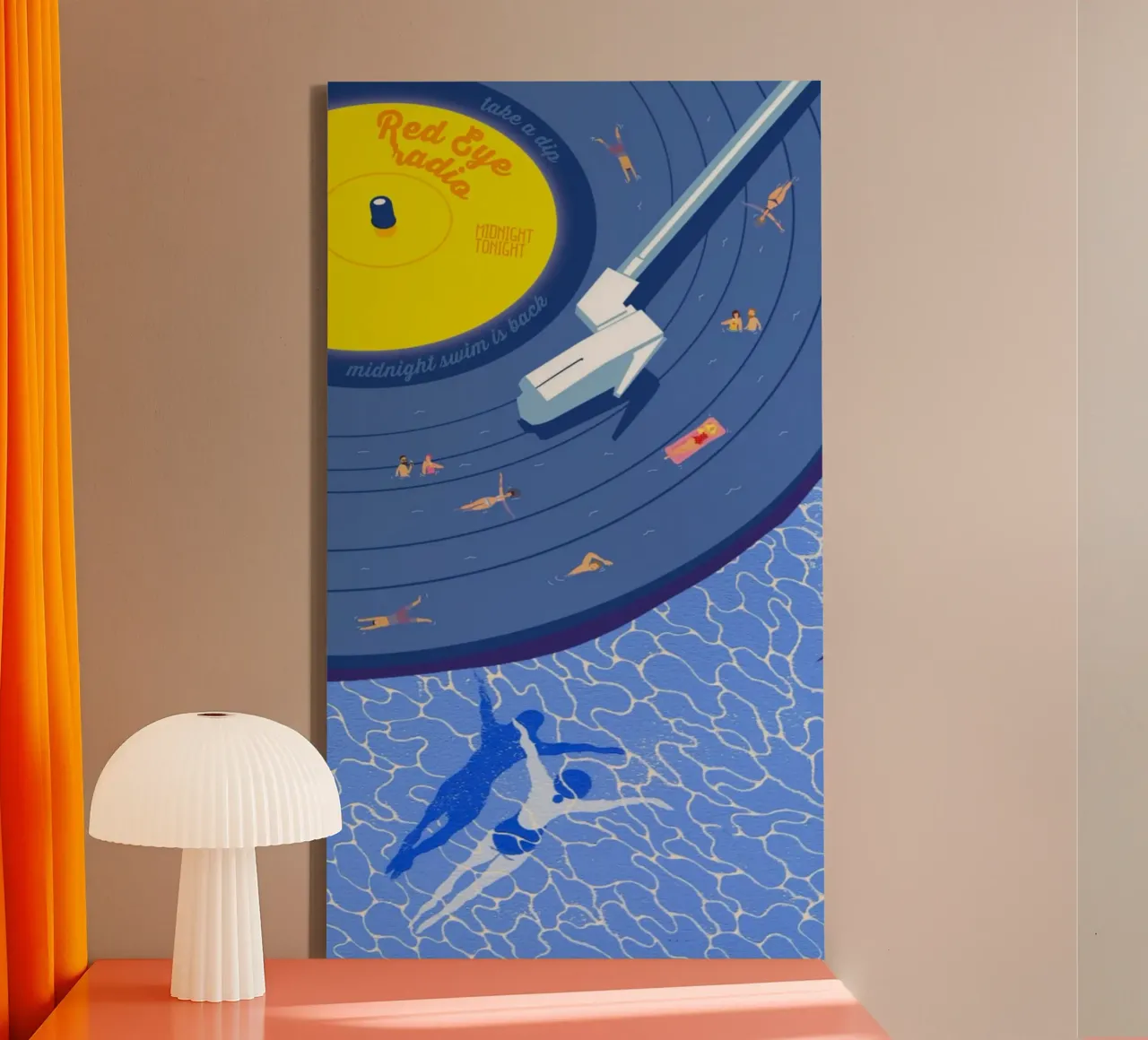swimming in classic music player Leinwand mit Schattenfugenrahmen von riverbel