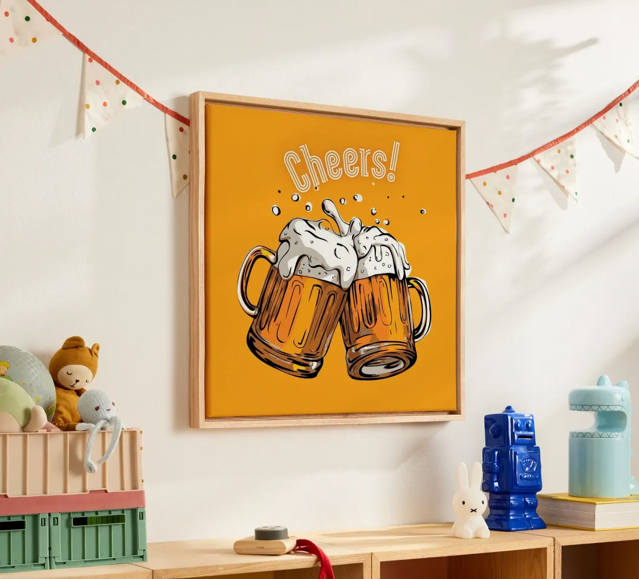 couple beer cheers tela con Cornice a cassetta da throme
