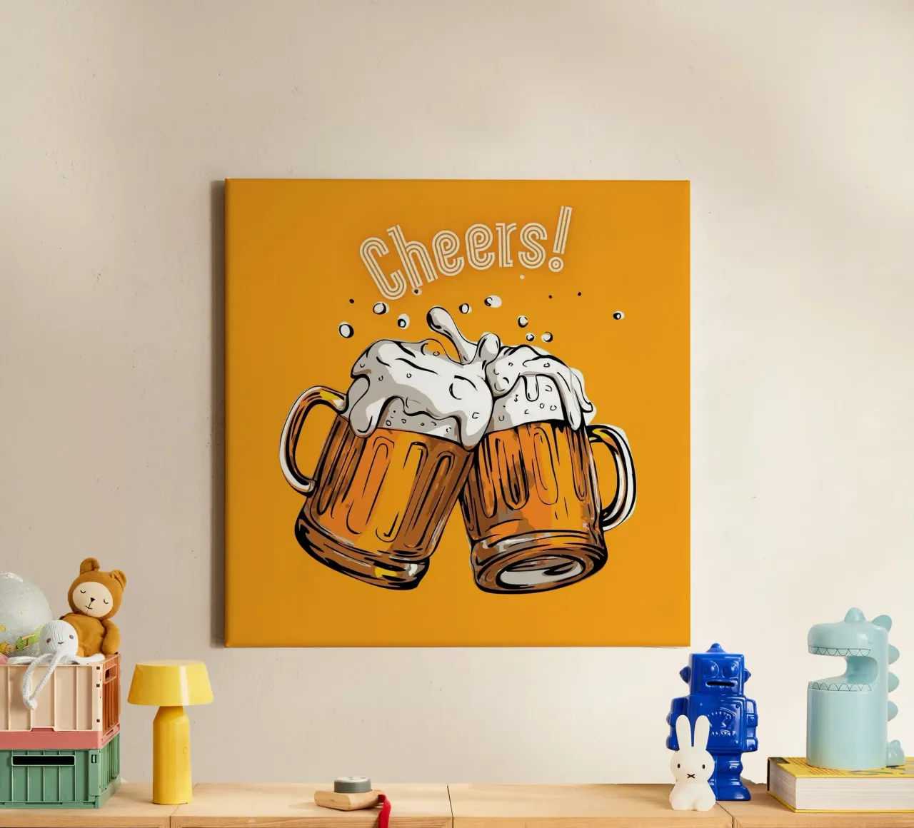 couple beer cheers tela con Cornice a cassetta da throme