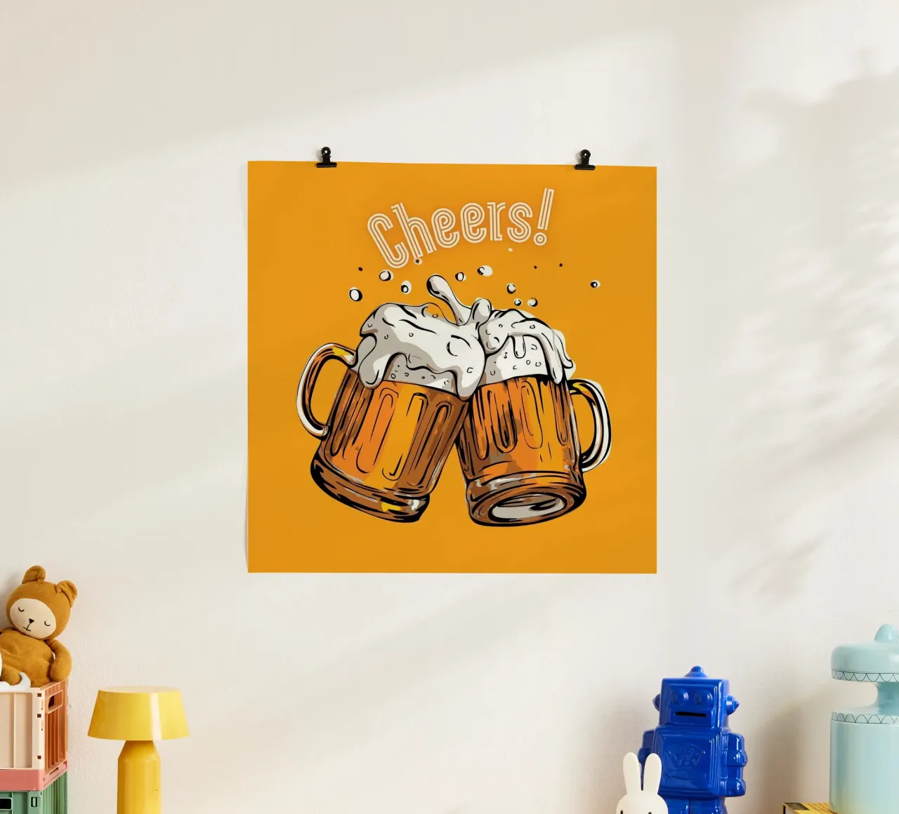couple beer cheers poster da throme