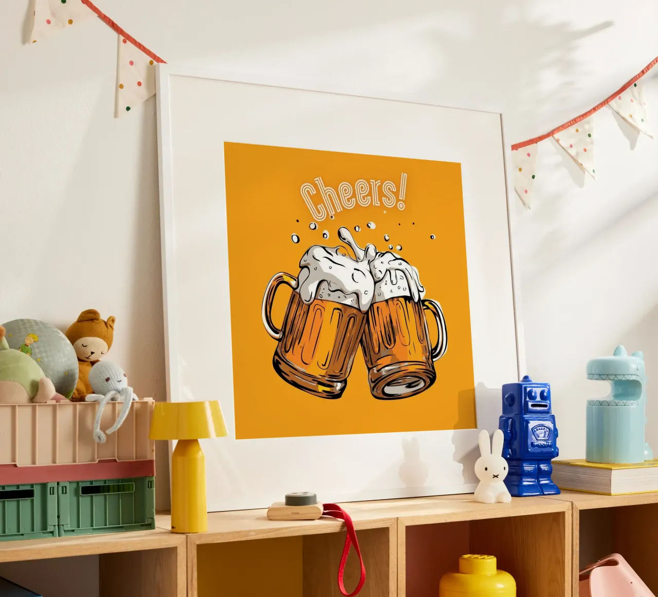 couple beer cheers poster da throme
