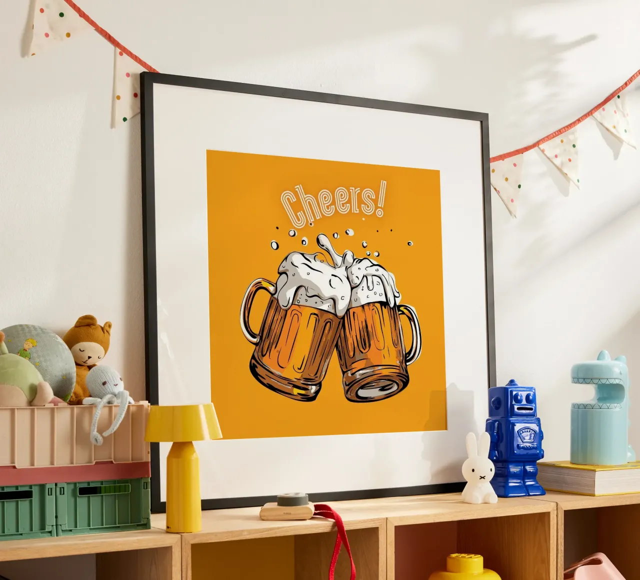couple beer cheers poster da throme