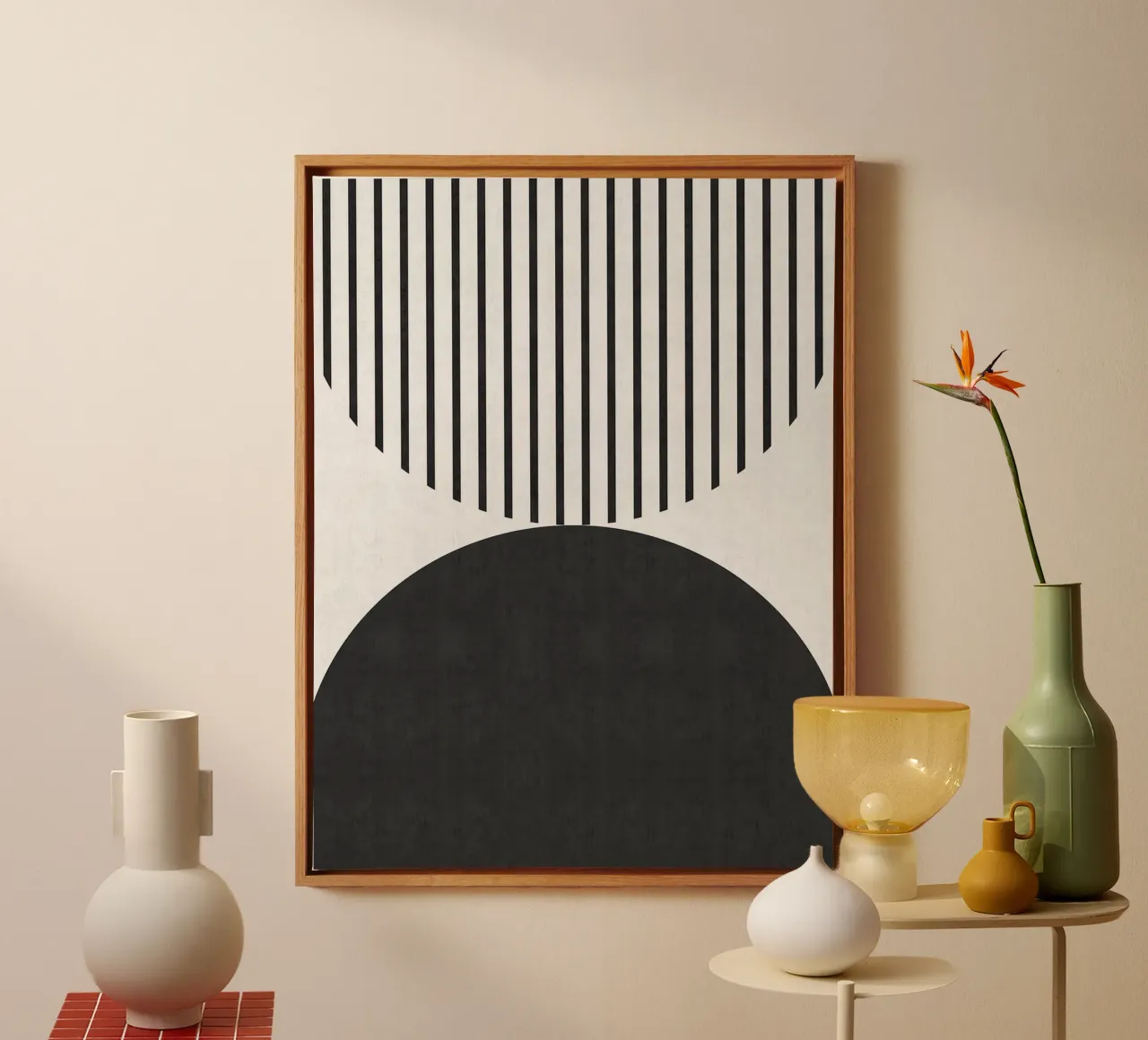 Minimalist lines canvas with Floater frame by Lisa Becker