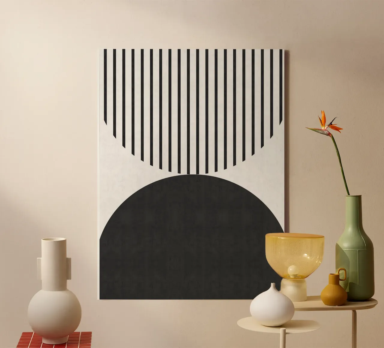 Minimalist lines canvas with Floater frame by Lisa Becker