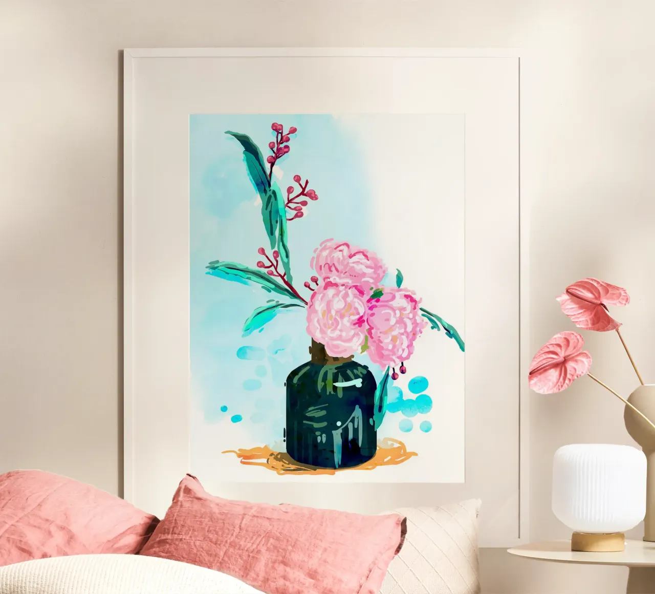 Sedersi bene poster con telaio in legno da Lisa Becker