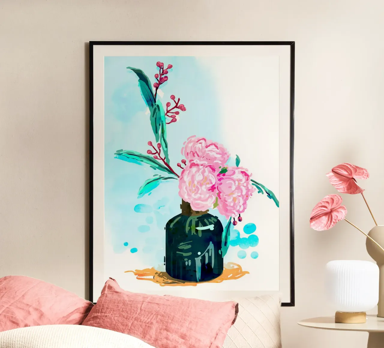 Sedersi bene poster con telaio in legno da Lisa Becker
