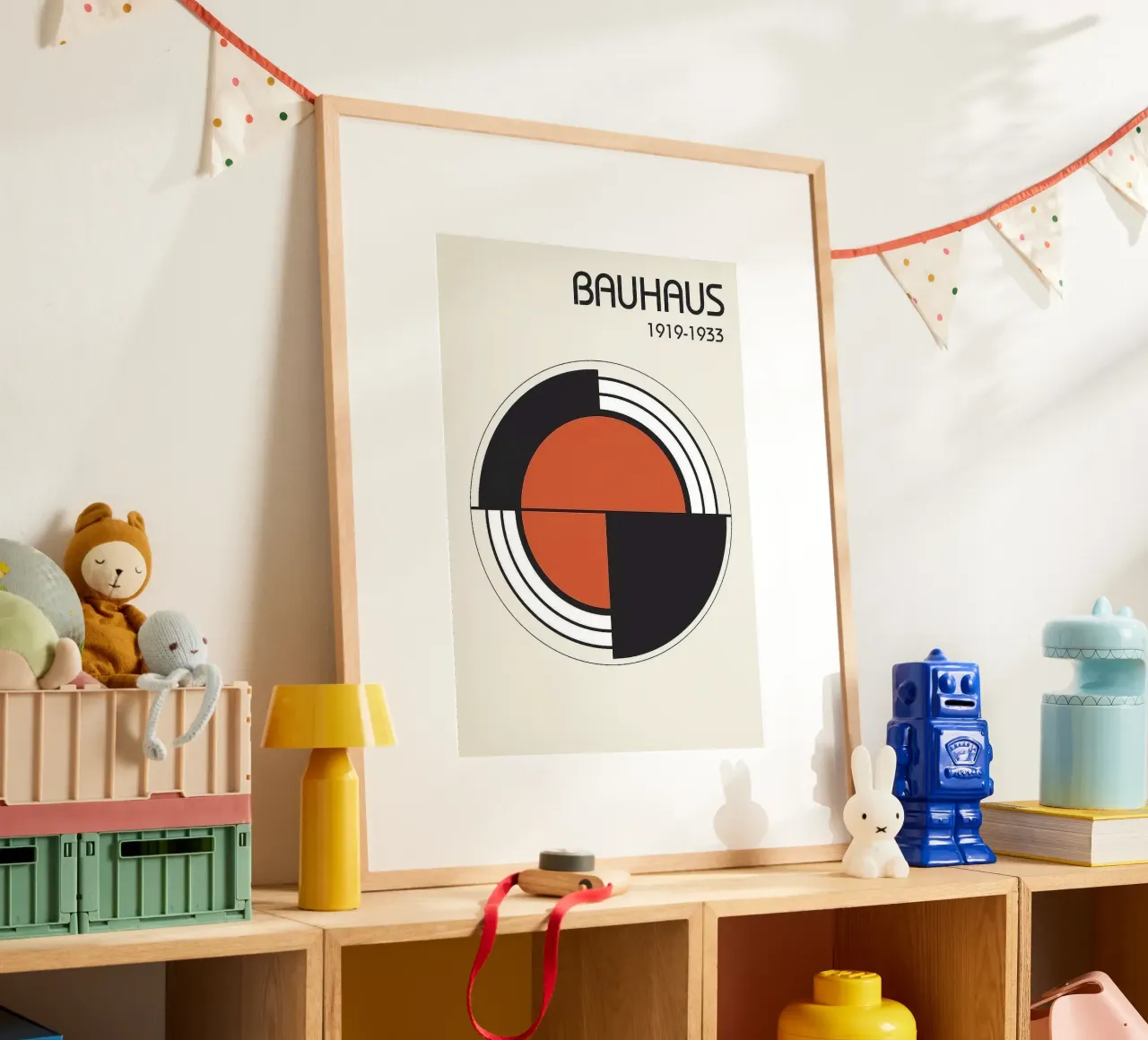 circle bauhaus shape poster con telaio in legno da riverbel